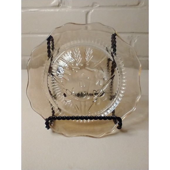 Amber Carnival Glass Jeannette Iris & Herringbone Plate 5 1/2” Marigold - Picture 1 of 10